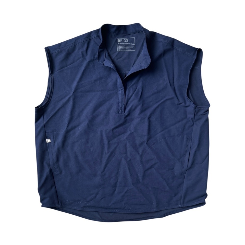 NWT FIGS Rafaela Oversized Sleeveless Scrub Top Navy Blue Technical Collection L - Picture 2 of 6